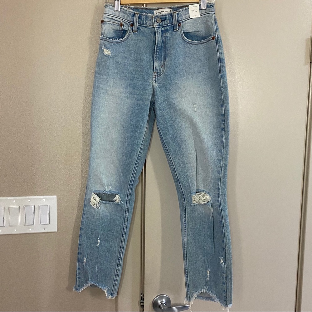 High-Rise Distressed Jeans